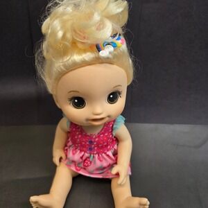 Baby Alive Doll 12" Blonde Pink Strawberry Dress Hasbro E6943 2018